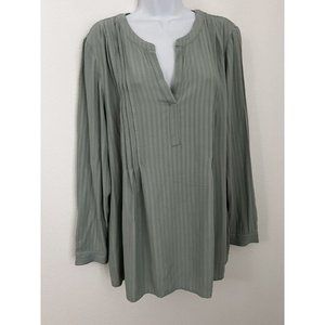 j Jill~Women's~Sage Green~Long Sleeve~ Blouse~Front & Back Tucking~Career~Size~S